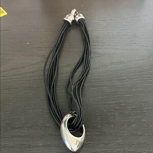 Source Unknown Black and Silver Pendant Necklace